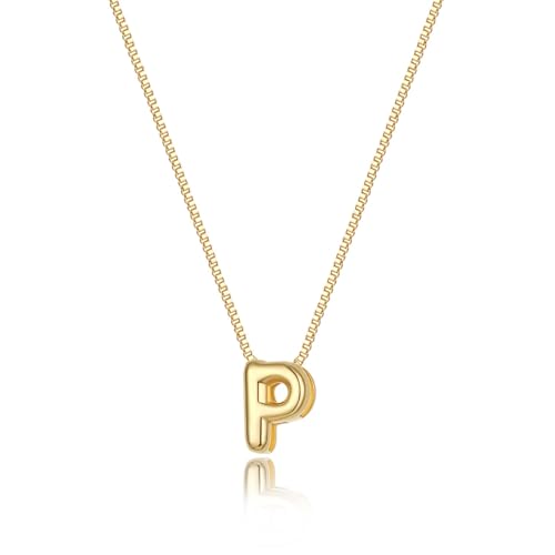 Image of Personalized Bubble Letter Initial Necklace, 14K Gold Plated, Dainty Pendant for Women, Trendy Gold Jewelry