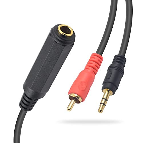 Adaptador RCA a Hembra 1/4 Poyiccot Cable TRS 6.35mm a 3.5mm con Transmisión Estéreo Sin Interferencias
