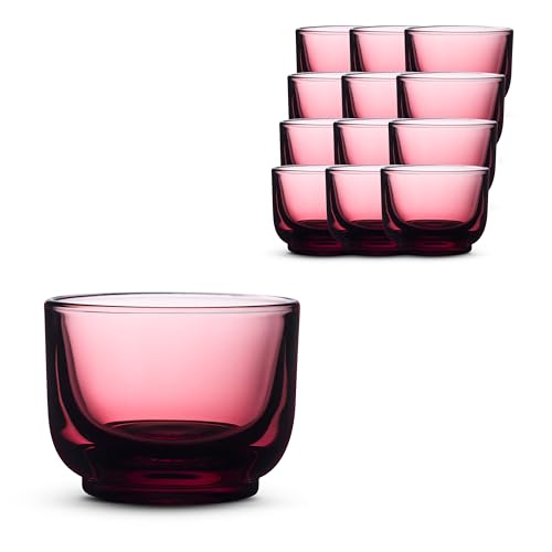 Fellow Pirch Cortado Cups 4.5 oz, Set of 12, Soda Lime Glass Garnet