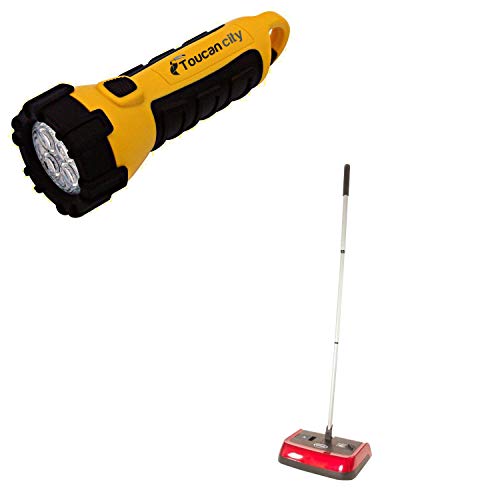 Toucan City LED Flashlight and Ewbank Evolution 3 10 in. Adjable Height Manual Carpet Sweeper 830UKR