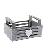  Cassetta in Legno Grigia Decorazione Tavolo decoupage cm 17 x 12 x 10 h