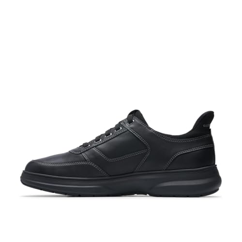 Clarks Per Uomo. 26184415 Mullan Easy Sneakers In Pelle Nera (45), Nero, Basso, Stringhe, Casual - 2