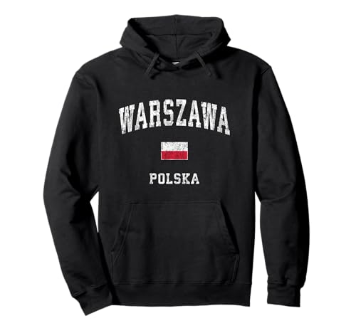 Warsaw Poland Warszawa Polska Vintage Athletic Sports Design Pullover Hoodie