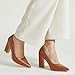 Trary Brown Heels Women's Closed Pointed Toe Chunky Pumps Block High Heels Comfortable Slip-On Office Party Wedding Dress Shoes 3.54