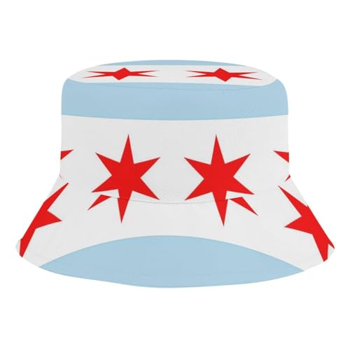 Chicago FlagChildren's Bucket Hat for Boys and Girls, Breathable Summer Beach Hat54cm