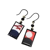 和柄 ピアス チャーム 日本製 [なごみや] ピアス ミニ 花札フック レディース 8月芒_ブラック