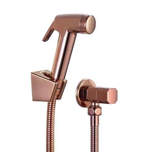 TYMYW Hand Bidet Sprayer for Toilet with 1.5M Shower Tube Wall-Mounted Toilet Douche Spray Kit for Bathroom Rose Gold
