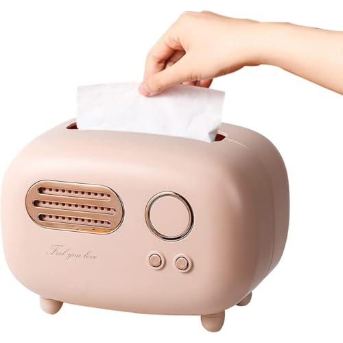 Image of INKULTURE Vintage Retro Tissue Box Holder for Home Kitchen Dining Table & Paper, Living Room, Bedroom & Desktop Tissue Storage Organizer | Pink | Pack of 01