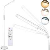 Dimmbar LED Stehlampe, 8W Stehleuchte 700lm mit 5 Helligkeit und Farbtemperaturen 3000-6500K, Fernbedienung und Touch-Steuerung, Timer und Memory-Funktion, Leselampe für Wohnzimmer, Schlafzimmer, Büro