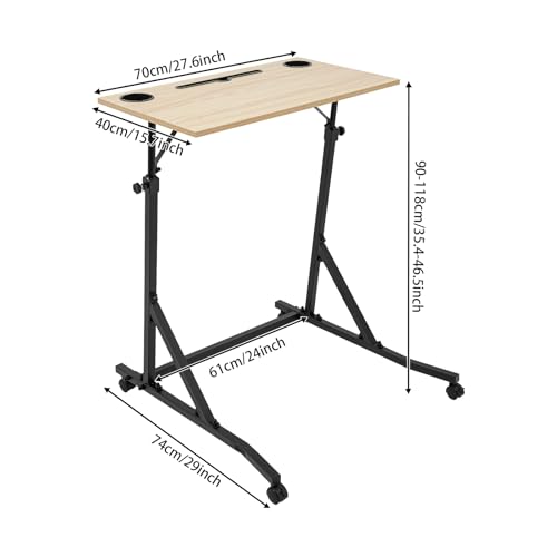 Scrivania Da Bicicletta Per Cyclette, Walking Pad Tapis Roulant, Tavolo Da Allenamento Con Ruote, Altezza Regolabile 90 – 118 Cm, Tavolo Da Ufficio, Per Appartamenti, Uffici, Palestre, Colore Log - 6