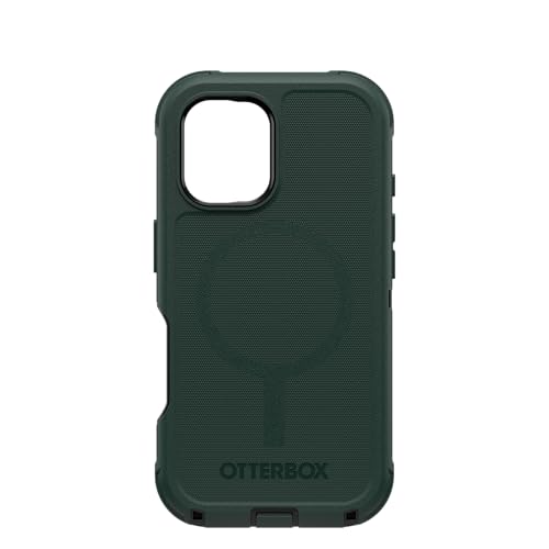 Image of OtterBox iPhone 16 (Only) - Defender Series MagSafe Case - Cinder Cashew (Green & Black) - Built-in Magnets - Screenless - Rugged & Durable - with Port Protection