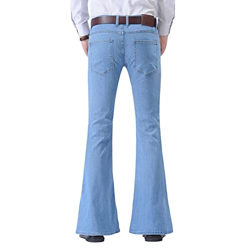 HAORUN Men Stretch Bell Bottom Jeans Slim Fit Low Rise Retro Flared Denim Pants4