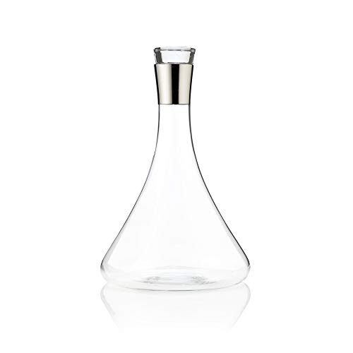 Viski Harrison Wine Decanter And Stopper, Glass Pitcher For Red And White Wine, Wine Carafe, Perfect For Wine Lovers, Chrome Rimmed, Set Of 1, 60Oz #TOP7