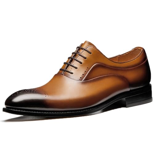 Image of Men's Dress Shoes Genuine Leather Oxfords Luxury Formal Business Suit Shoes with Blake Rapid Stitch
