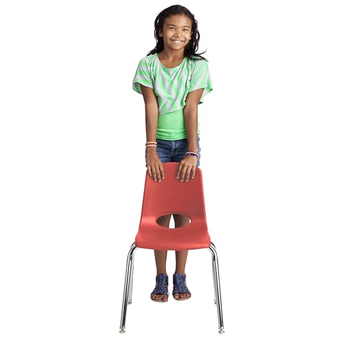 Image of Factory Direct Partners 16 inch School Chairs, Stackable Kids Classroom Chair, Set of 4 Stacking Student Chair with Swivel Glides For 4th-6th Grade, Elementary, Middle & After-School, Assorted Colors