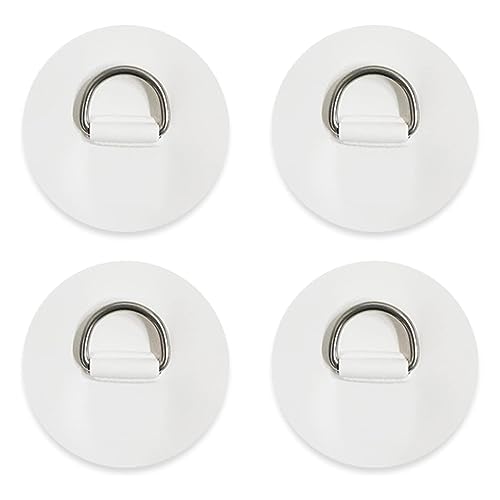Pack of 4 Stainless Steel Surf D Rings Pad/Patch - 3.15 Inches/2.5 Inch Round D Rings Patch - for PVC Dinghy Canoe Raft Inflatable Boat Kayak Surfboard Stand Up Paddle Board - No Glue Included (4 x