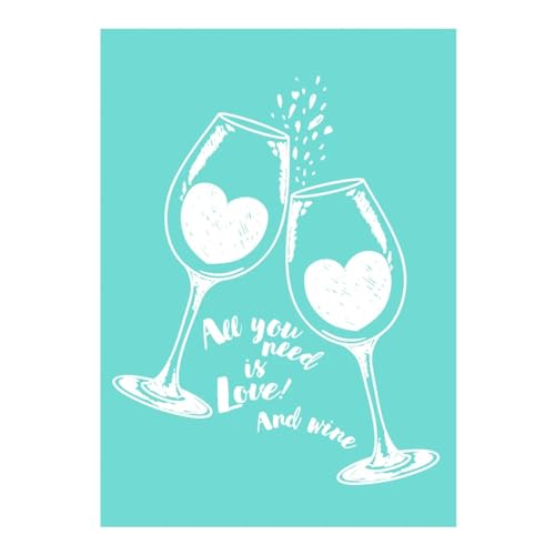 MANGOUSONG Screen Printing Kit,17x13cm Wine Glass Silk Screen Stencils Reusable Silkscreen Print Kit for Printing Handbag Decoration Template Seal Tool