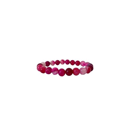 Pulseira Ágata Rosa Pedras Naturais 8 Mm Feminina Masculina