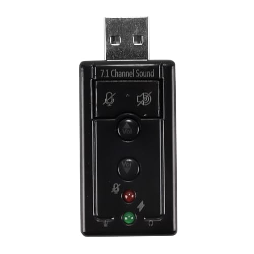 Enwye Scheda audio esterna con adattatore audio stereo virtuale USB 2.0 a 7.1 canali, porte audio e microfono da 3,5 mm, amplificatore interno e controlli del volume.