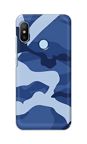 Image of Printed Hard Back Cover Case for Mi A2 Back Cover (Army Blue Pattern) -702