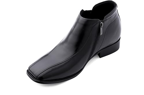 Image of Calden Men's Invisible Height Increasing Elevator Shoes - Black Premium Leather Zipper Dress Boots - 3.2 Inches Taller - K99805 - Size 10.5 D(M) US