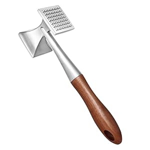 Asdirne Meat Tenderiser, Heavy Duty Meat Hammer, Steak Hammer with Wooden Handle and Food-Grade Zinc Alloy, 2-in-1 Meat Tenderiser, 26 cm