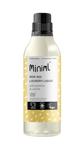 Miniml Laundry Liquid Washing Detergent 1L - Natural Non Bio Wild Jasmine & Vanilla Scented Clothes Washing- Machine or Delicate Hand Cleaning - 100% Vegan & Cruelty Free (33 Washes)