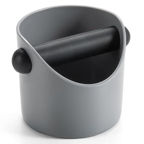 Li&Zhao Espresso Knock Box - Premium Knock Box for Espresso Machines with Non-Slip Base, Includes Brush and Dust Blower, Knock Box Espresso Accessory for Home, Suitable for 51-53mm Knock Box (Grey)