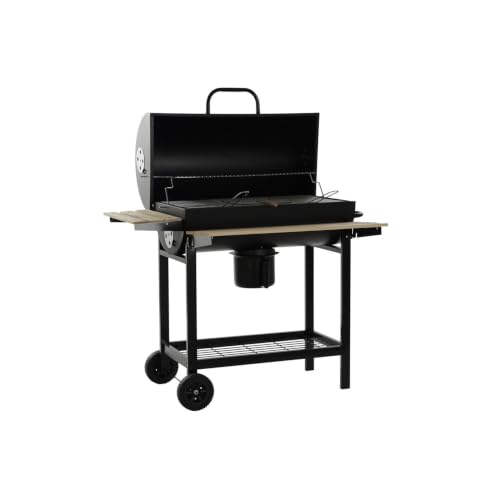 Alexandra House Living Barbacoa Acero Madera 108x71x103 Negro, Negro Natural