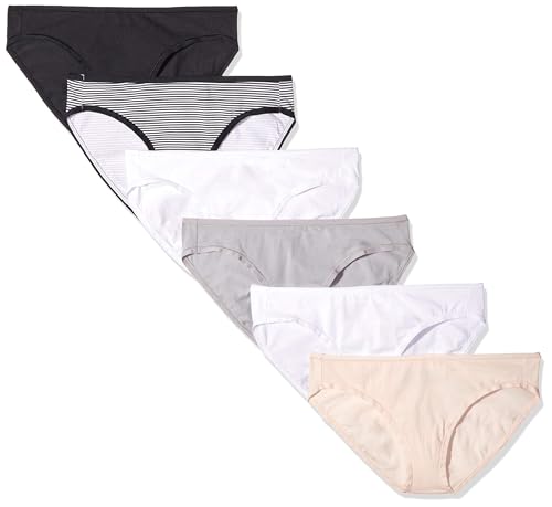 Amazon Essentials Women's Breathable Cotton Bikini Brief Underwear with Full Coverage, Pack of...
