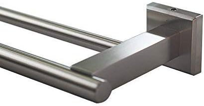 Miniatura 6 de Toallero doble moderno de alta calidad con base cuadrada (24 pulgadas), acabado cepillado, hecho de acero inoxidable, resistente al agua y al óxido,