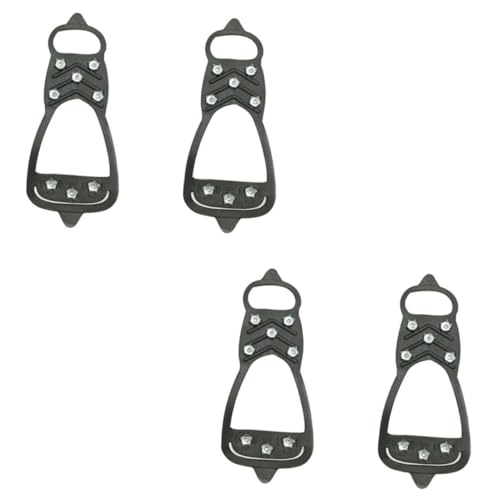 GALPADA 4pcs - Snowfield Crampon Shoe Flexible Non-Skid Overshoes for Outdoor Hiking Walking and Jogging Black