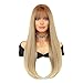 7JHH WIGS Long Straight Ash Brown Wig with Bangs 28in Light Brown Wig Natural Heat Resistant Fiber Synthetic Wigs for Women Girls Holiday Festival Chrismas Daily Party Used
