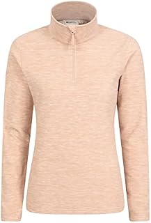 Mountain Warehouse Snowdon Womens Fleece Top - Warm Pullover, Lightweight Sweater, Half Zip, Breathable Ladies Tee, Quick Drying - for Spring, Walking, Travelling Light Beige 18