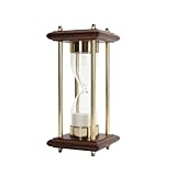 Brown Wood & Gold Brass 4-Minute Sand Timer Hourglass, 8" H – Decorative Timer for Desk, Office, Meditation, or Home Decor