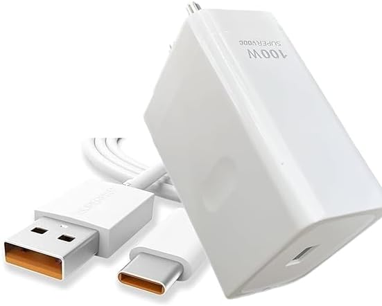 Charger Original 100W Supervooc Adapter and USB Type C Data Cable for Realme 12 pro plus/11 pro plus/11/10/9 Pro/Narzo 60 Pro/60/50/50 pro/30 Support 65W Superdart and 33W/100w Dart Also Quick (DP19)