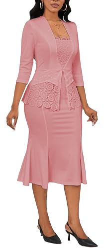 Image of Elegant Church Dress for Women Midi Dresses Work Wear Vintage Pencil Dress for Business Casual Outfits
