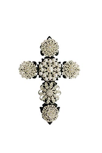 Black Cross Base with Five (5) Silver Crystal Willows and One (1) Center