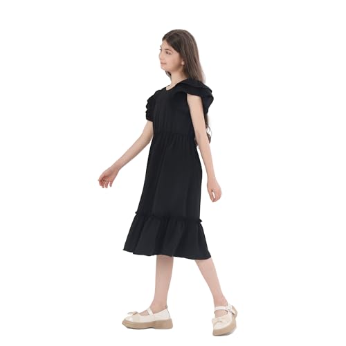 Teen Girls Dresses - Kids Double Layer Ruffle Sleeve Dress & Girls Boho Sleeveless Summer Midi Dress for 6-14 Years4