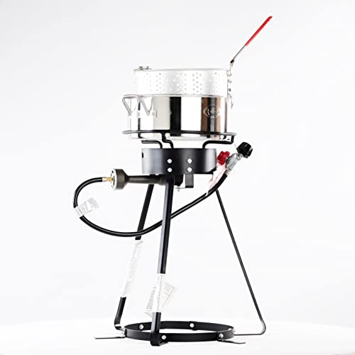 King Kooker Metal Fusion 1224 freidora de Pescado de Aluminio con 24 Pulgadas Olla para Exteriores, 10 Cuartos de galón Cover