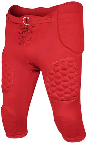Exxact Sports Rebel Men's Integrated Football Pants (A3XL, Red)