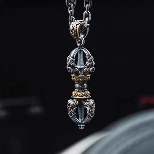 Collier bouddhiste Vajra vintage en aluminium blanc - 5