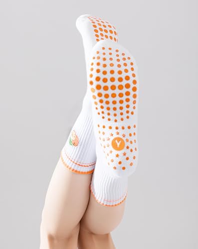 Image of Yawlsow Pilates Grip Socks for Women Yoga Grippy Socks Cute Barre Non Skid Athletic Crew Sticky Sock Workout Hospital