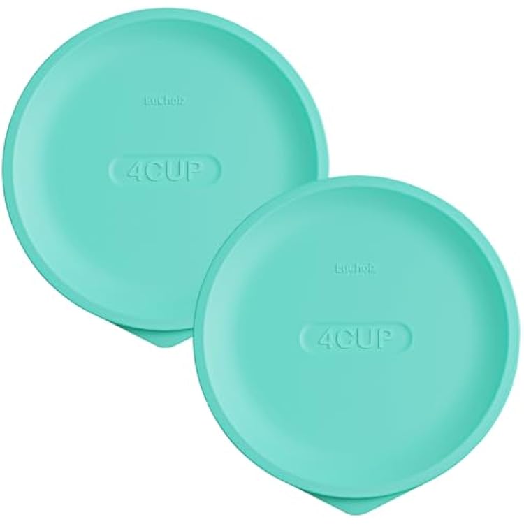 Replacement Lids for Pyrex 7201-PC 4 Cup, Silicone Round Storage Cover Lid for Anchor Hocking Glass Bowl 2 Pack Turquoise