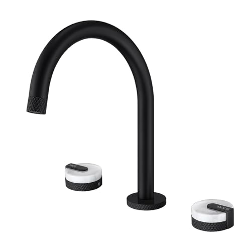 Robinet de salle de bain 3 trous MOCHAMIK mitigeur lavabo noir rotatif