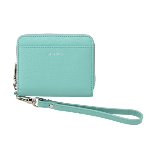 [ミラグロ] ラウンドジップ じゃばらコンパクトウオレット シュリンクレザー ストラップ付き（財布 ミニ財布 カードケース カード入れ 小銭入れ 札入れ カード 革 レザー）SL-SH-2982 (ミント)