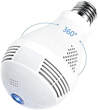 Light Bulb Security Camera, 2K 3MP 360 Panoramic Camera, WiFi Light Socket Security Cameras Indoor Outdoor Wireless for Home Pet Baby, Two-Way Audio, Motion Detection, Color Night Vision
