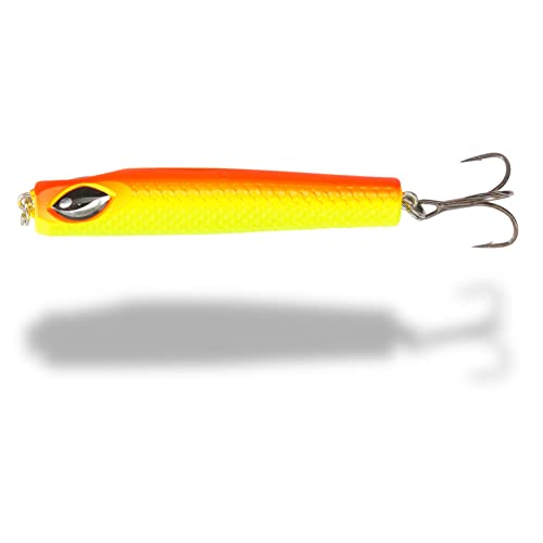 Rhino Premium Hardeel Meeres-Angelköder Hardbait für Meeresräuber lebensechte Aktion und Laufverhalten-höchst robust und stark, Fluo orange/Fluo gelb, 17 g