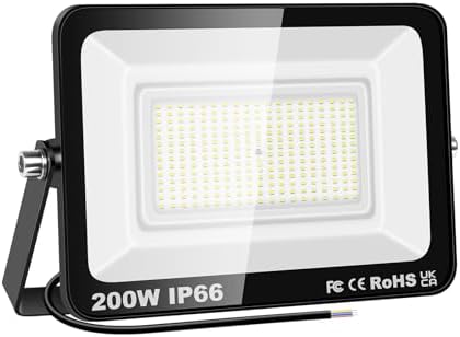 PICAA 200W LED Flood Lights Outdoor, Security Lights Cold White (6500K)