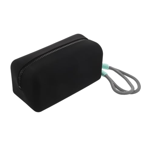 VALICLUD Bolsa de Maquillaje de Silicona Negra Grande Cremallera, Organizador de Cosméticos para Viaje y Almacenamiento Portátil Resistente Humedad